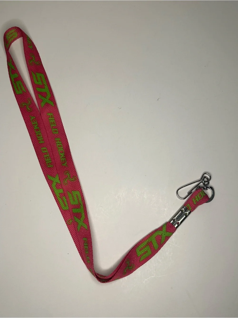 STX Field Hockey Hot Pink & Green Lanyard Keychain Metal Snap Hook Clip